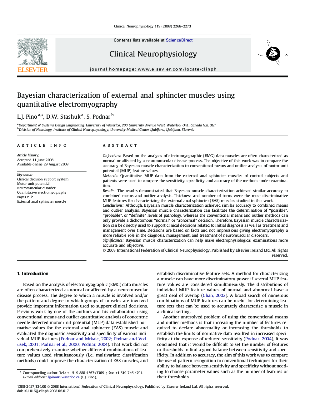 Bayesian characterization of external anal sphincter muscles using quantitative electromyography