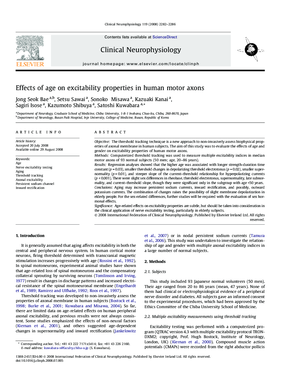 Effects of age on excitability properties in human motor axons