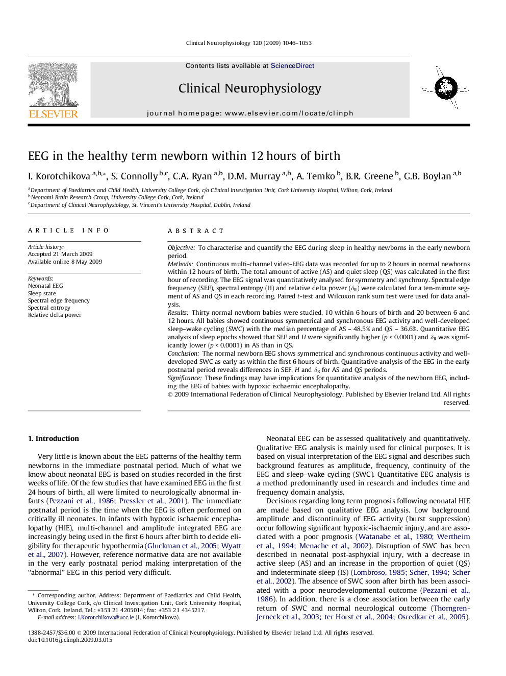 EEG in the healthy term newborn within 12 hours of birth