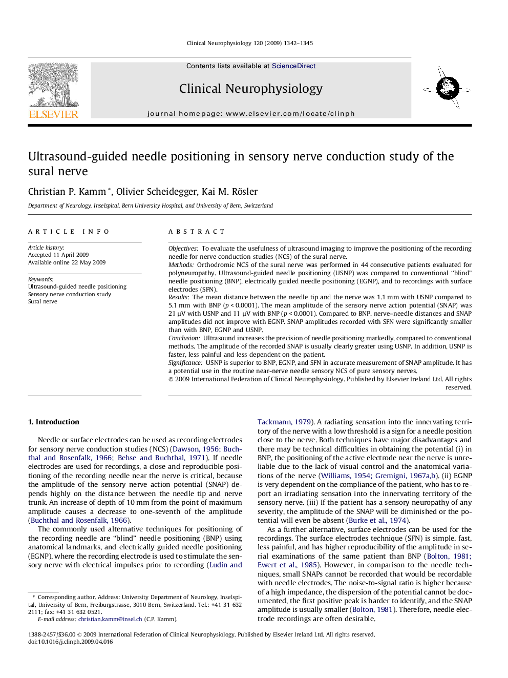 Ultrasound-guided needle positioning in sensory nerve conduction study of the sural nerve