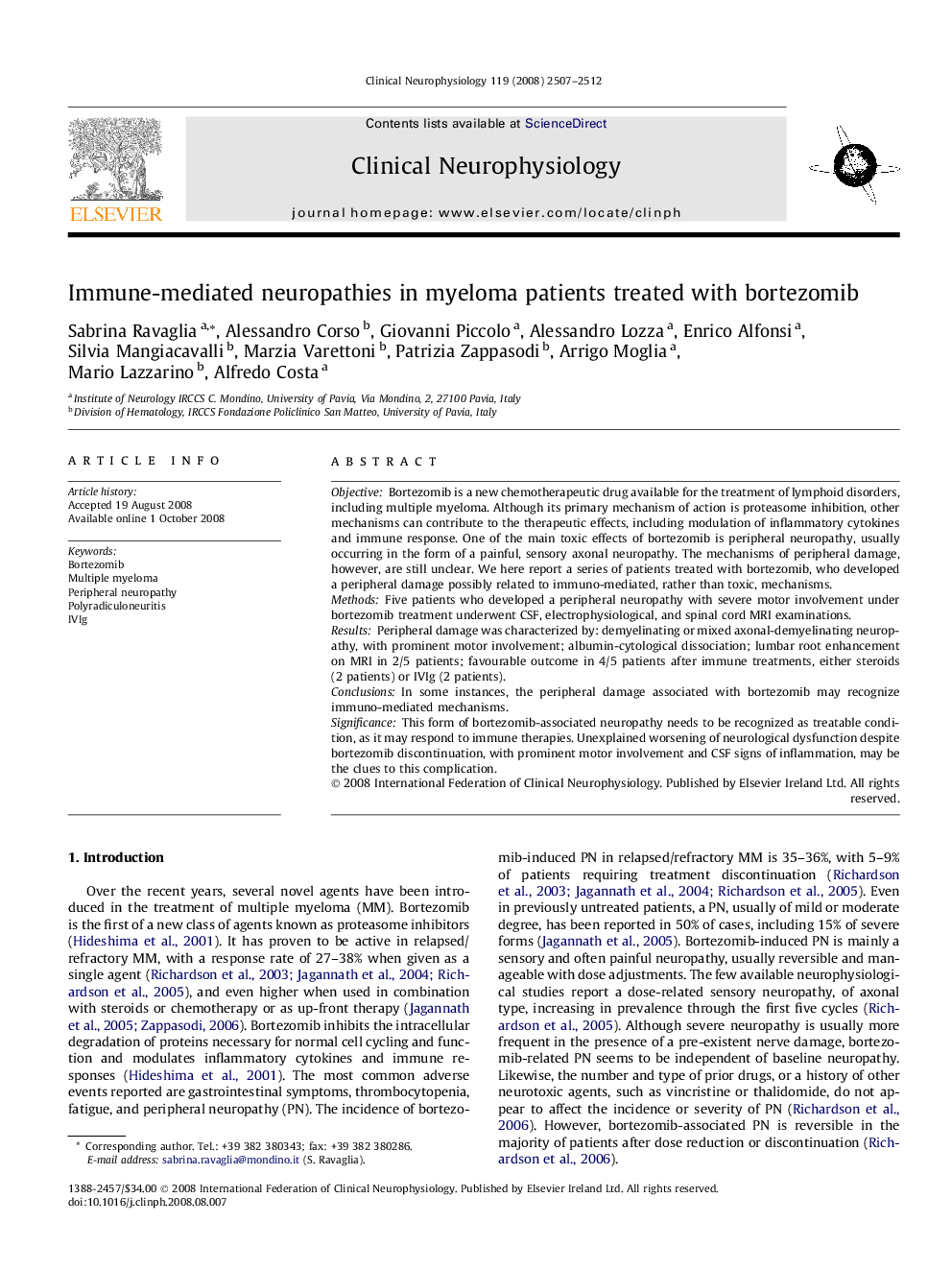 Immune-mediated neuropathies in myeloma patients treated with bortezomib