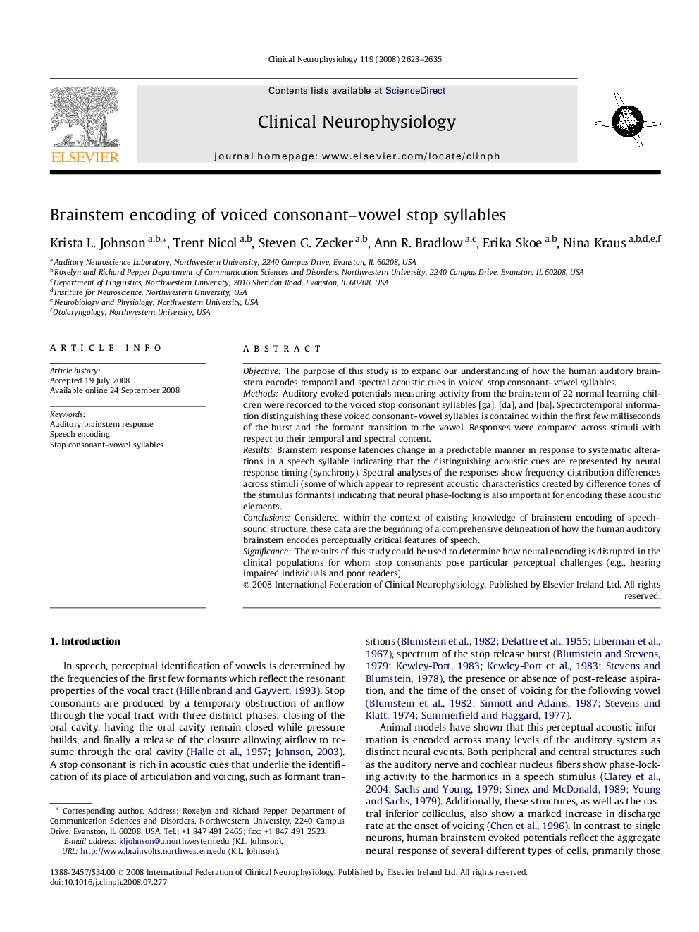 Brainstem encoding of voiced consonant–vowel stop syllables