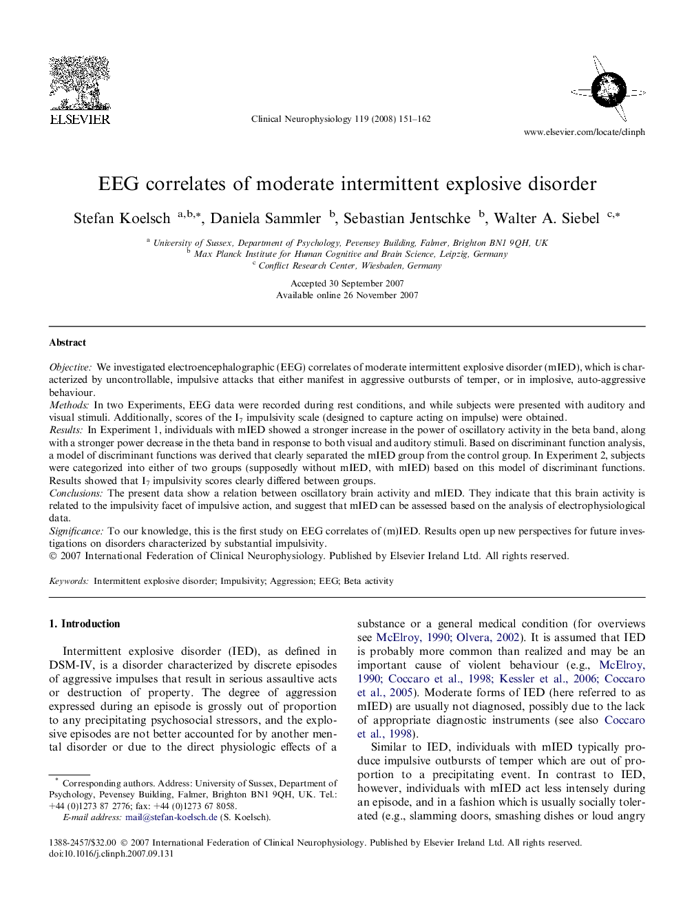 EEG correlates of moderate intermittent explosive disorder