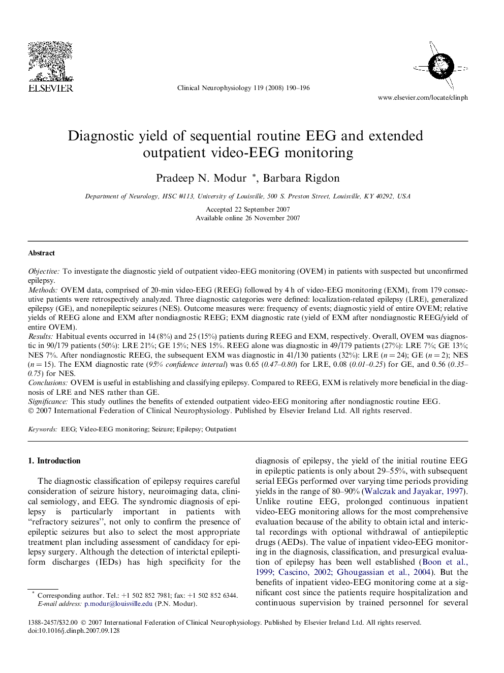 Diagnostic yield of sequential routine EEG and extended outpatient video-EEG monitoring