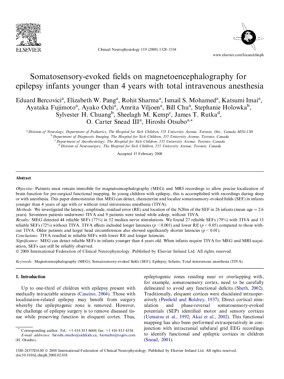 Somatosensory-evoked fields on magnetoencephalography for epilepsy infants younger than 4 years with total intravenous anesthesia