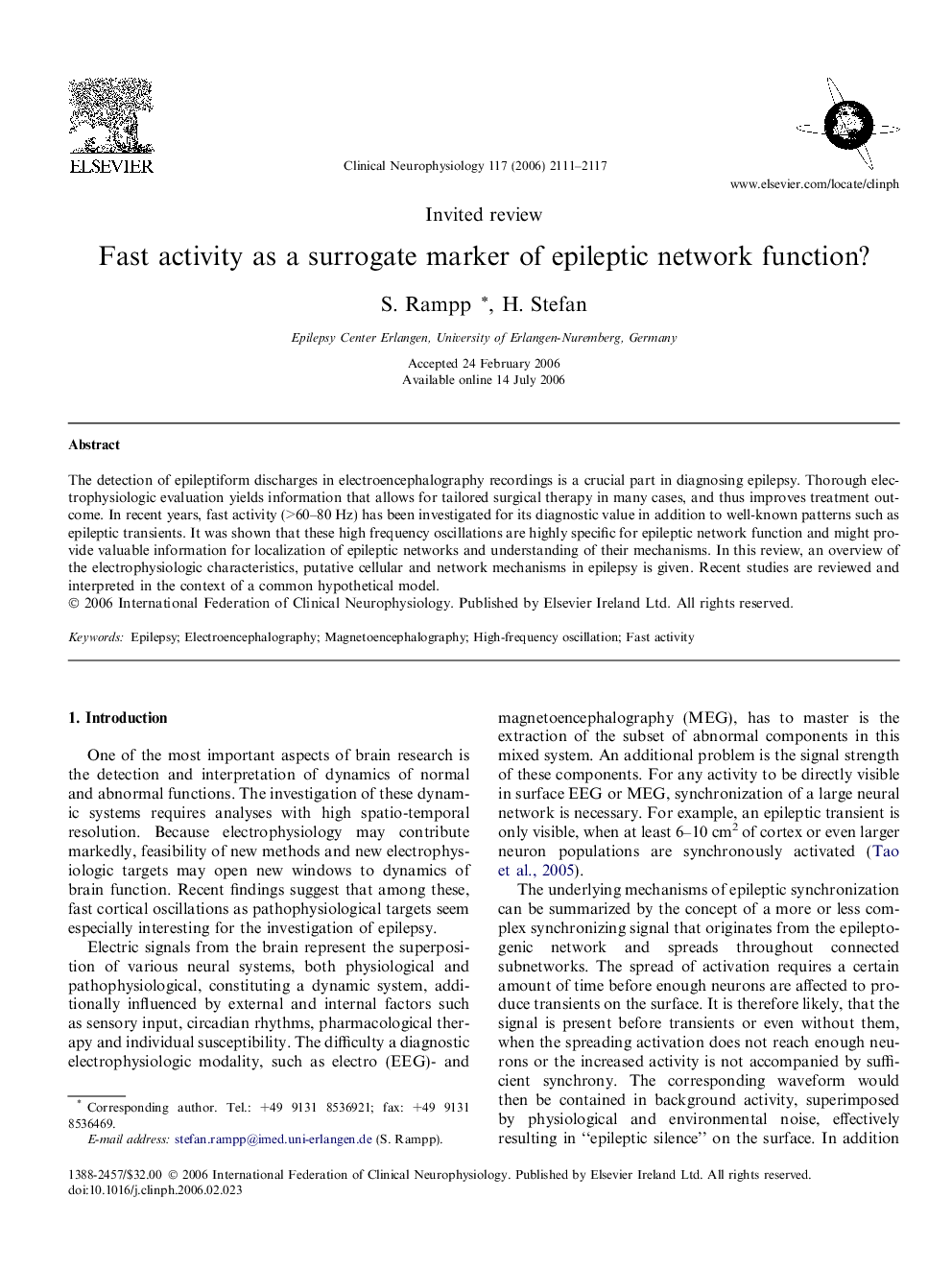 Fast activity as a surrogate marker of epileptic network function?