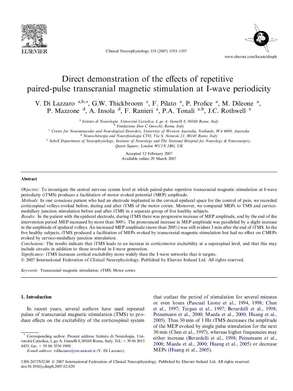 Direct demonstration of the effects of repetitive paired-pulse transcranial magnetic stimulation at I-wave periodicity