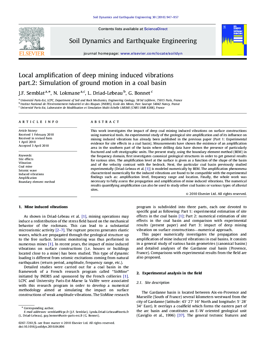 Local amplification of deep mining induced vibrations part.2: Simulation of ground motion in a coal basin