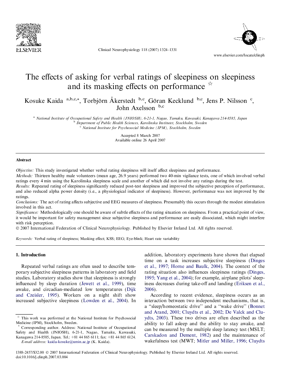 The effects of asking for verbal ratings of sleepiness on sleepiness and its masking effects on performance 