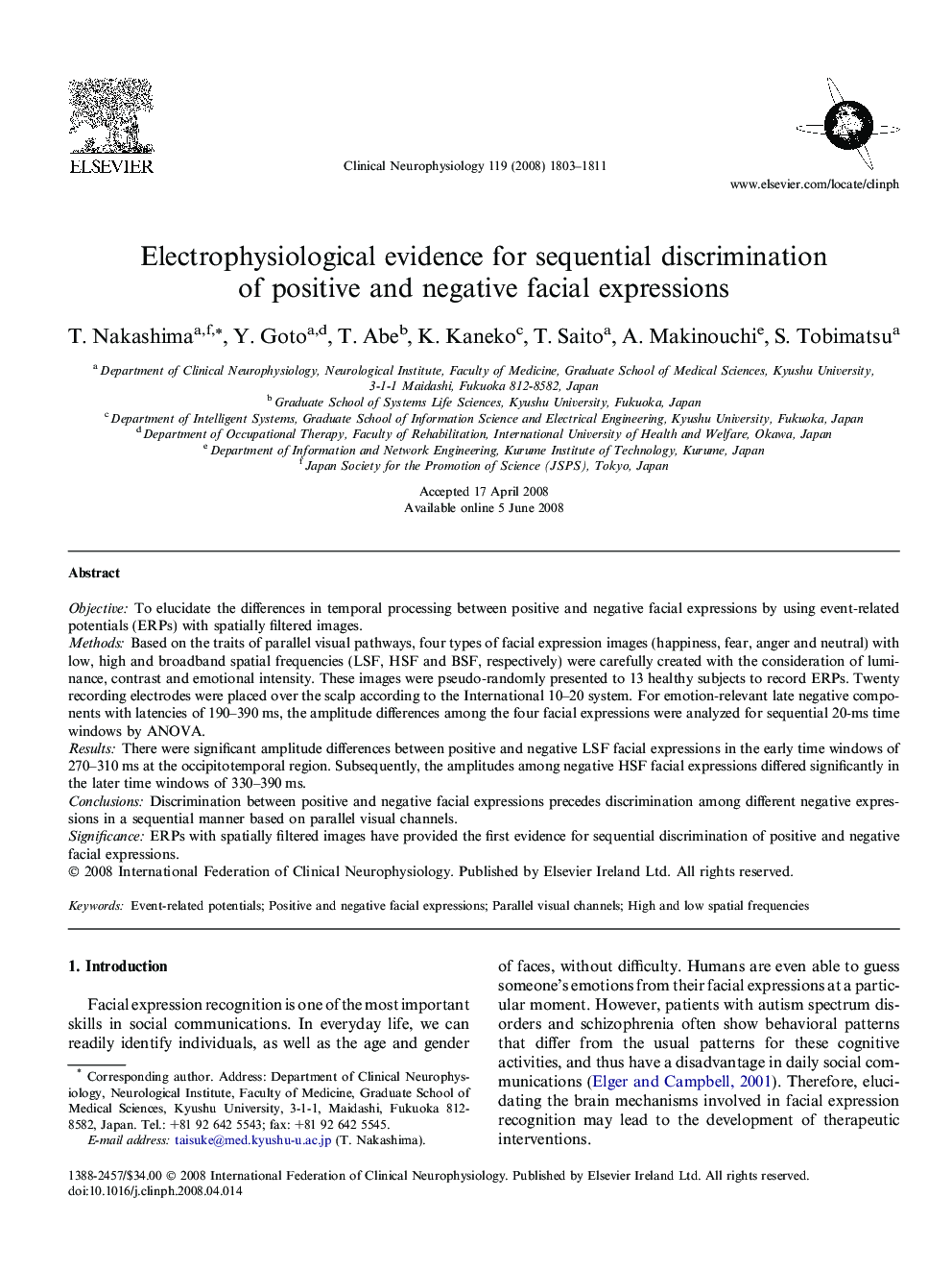 Electrophysiological evidence for sequential discrimination of positive and negative facial expressions