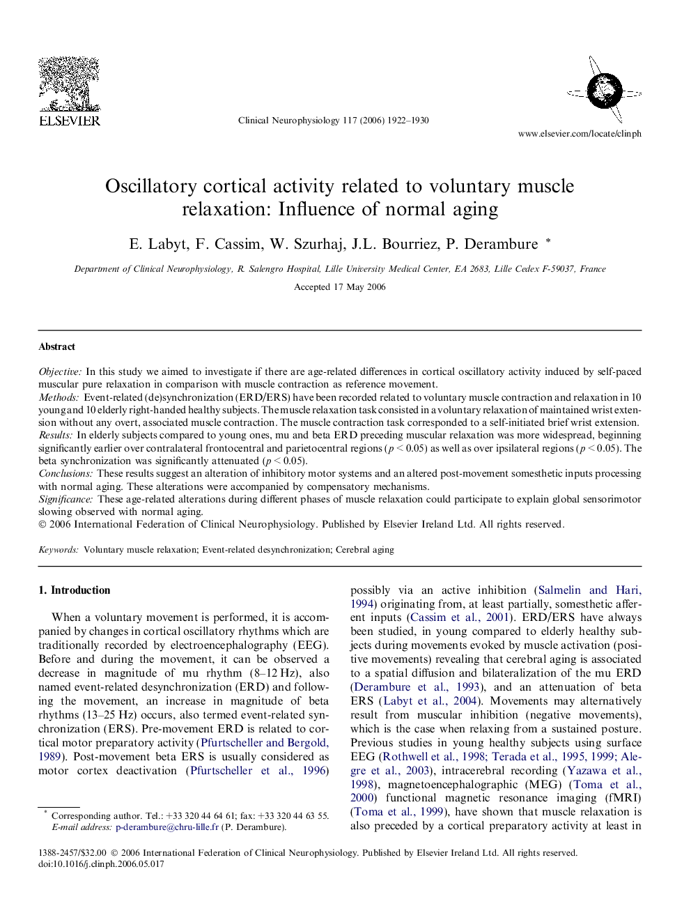 Oscillatory cortical activity related to voluntary muscle relaxation: Influence of normal aging