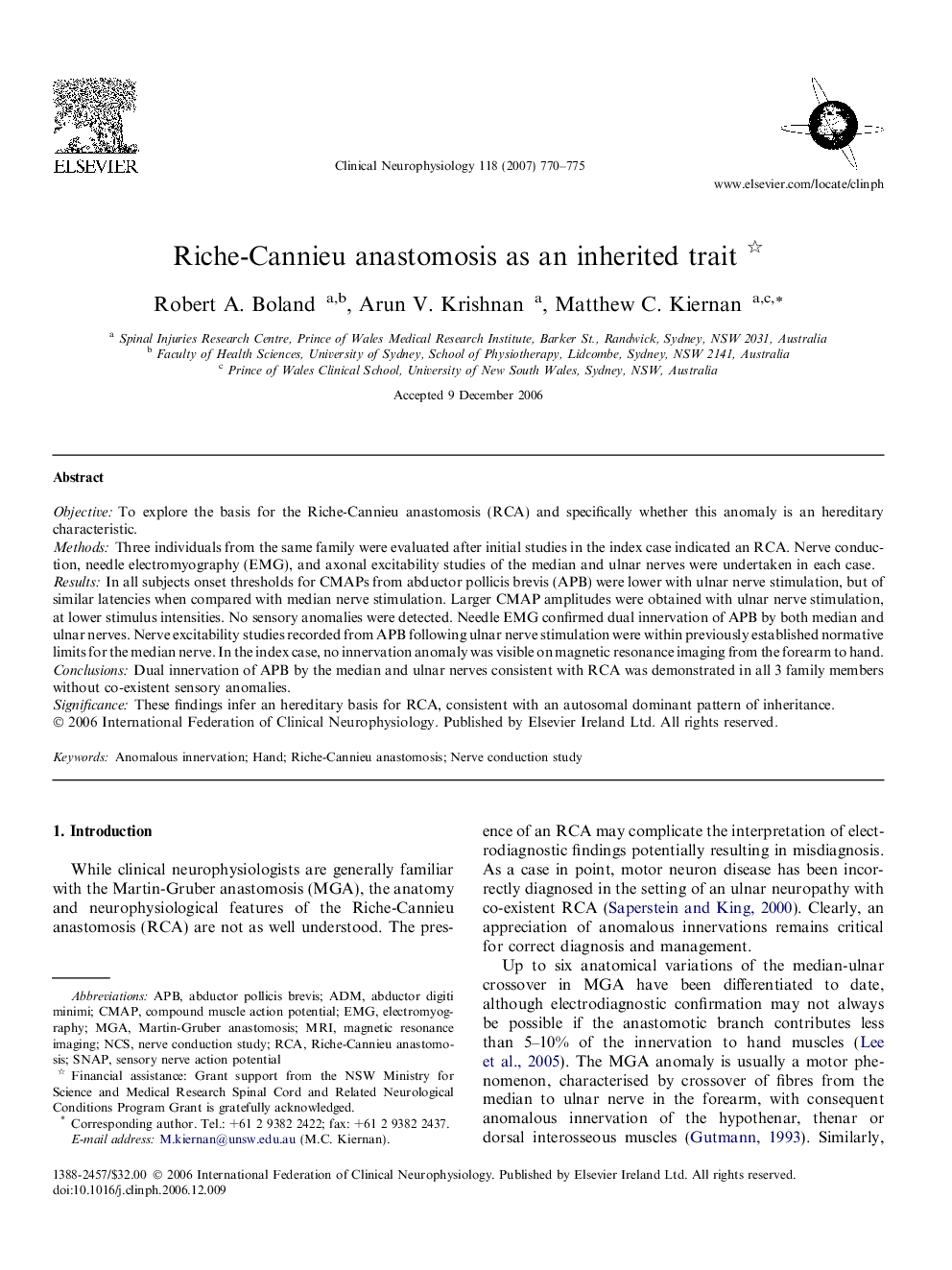 Riche-Cannieu anastomosis as an inherited trait 