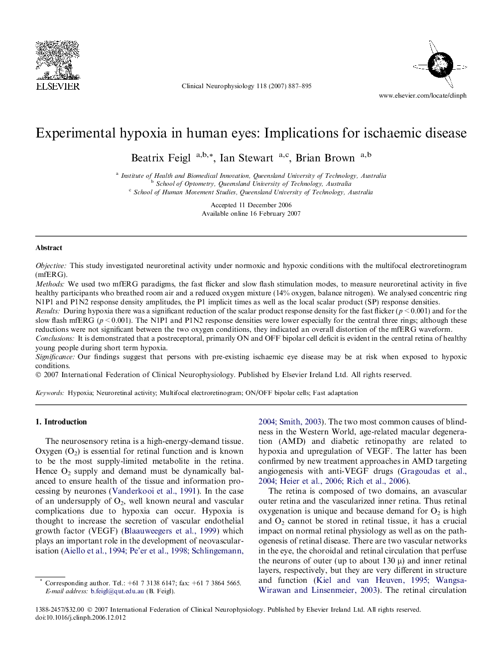 Experimental hypoxia in human eyes: Implications for ischaemic disease