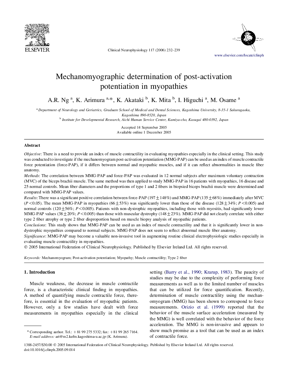 Mechanomyographic determination of post-activation potentiation in myopathies