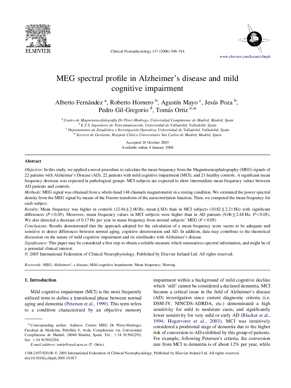 MEG spectral profile in Alzheimer's disease and mild cognitive impairment