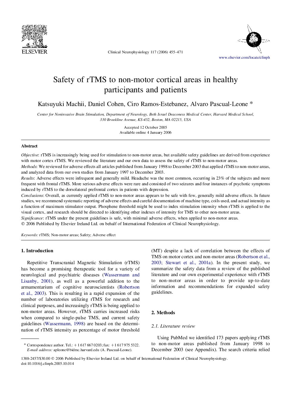 Safety of rTMS to non-motor cortical areas in healthy participants and patients