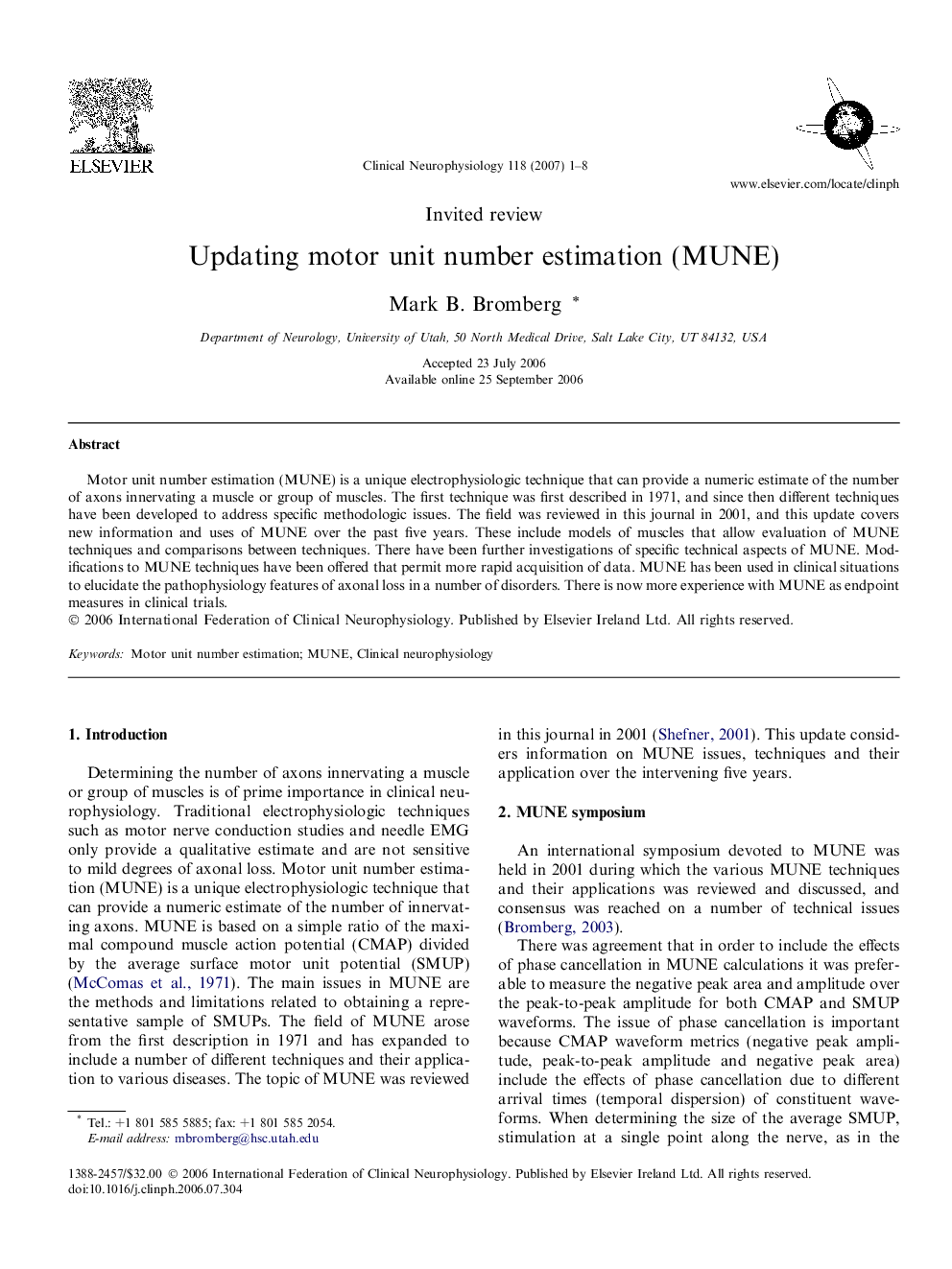 Updating motor unit number estimation (MUNE)