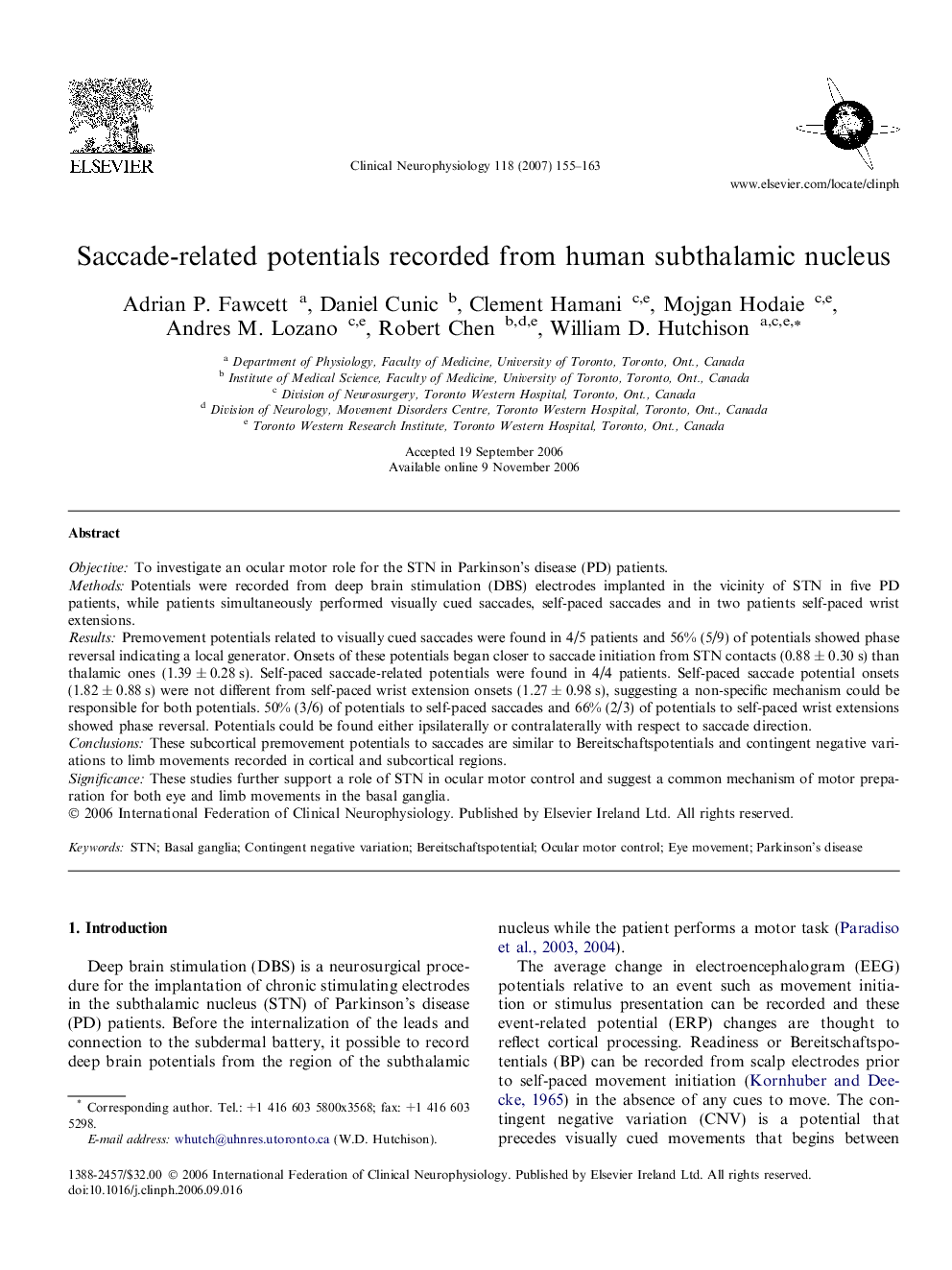 Saccade-related potentials recorded from human subthalamic nucleus