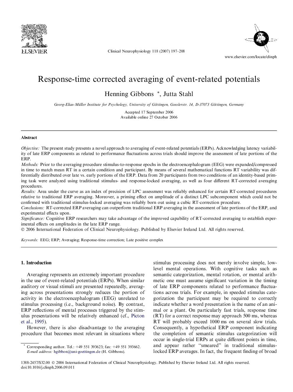 Response-time corrected averaging of event-related potentials