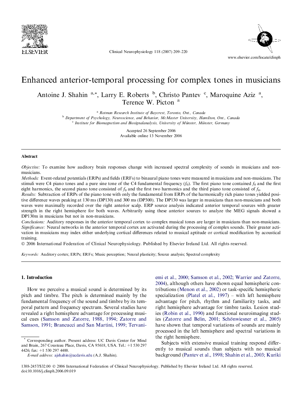 Enhanced anterior-temporal processing for complex tones in musicians