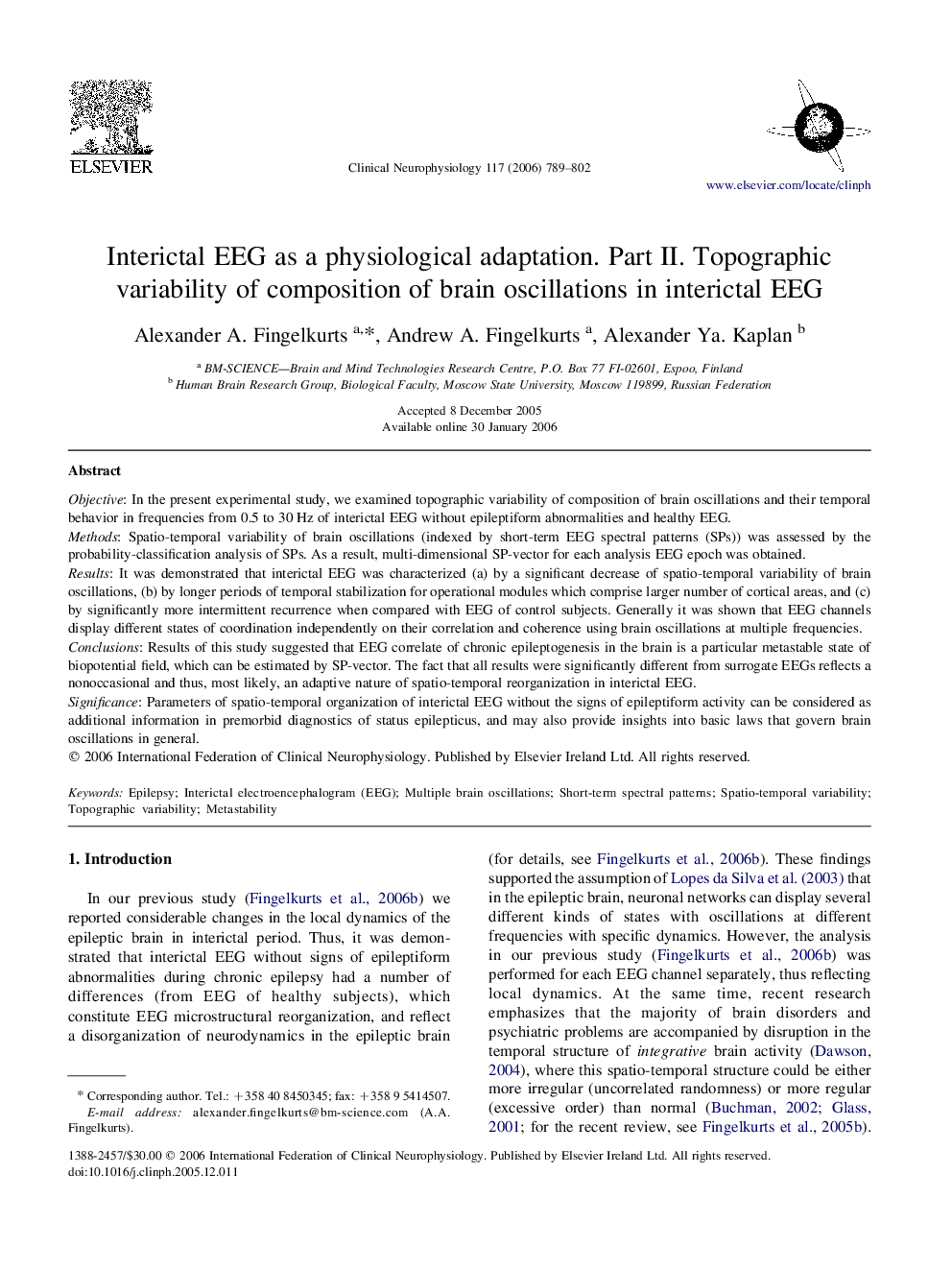 Interictal EEG as a physiological adaptation. Part II. Topographic variability of composition of brain oscillations in interictal EEG