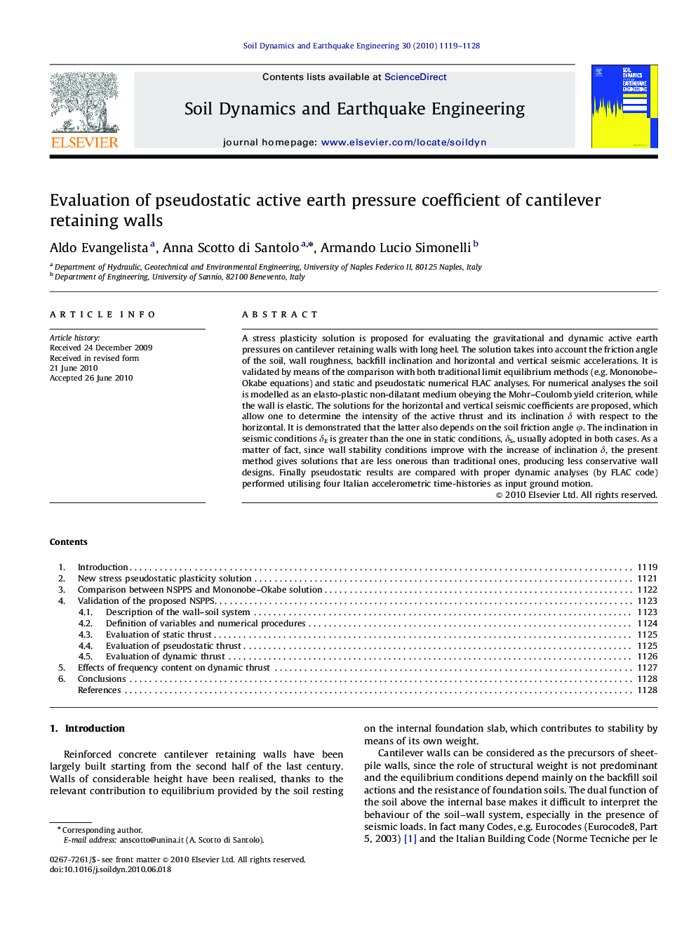 Evaluation of pseudostatic active earth pressure coefficient of cantilever retaining walls