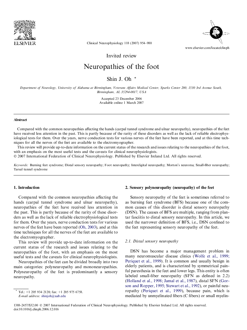 Neuropathies of the foot