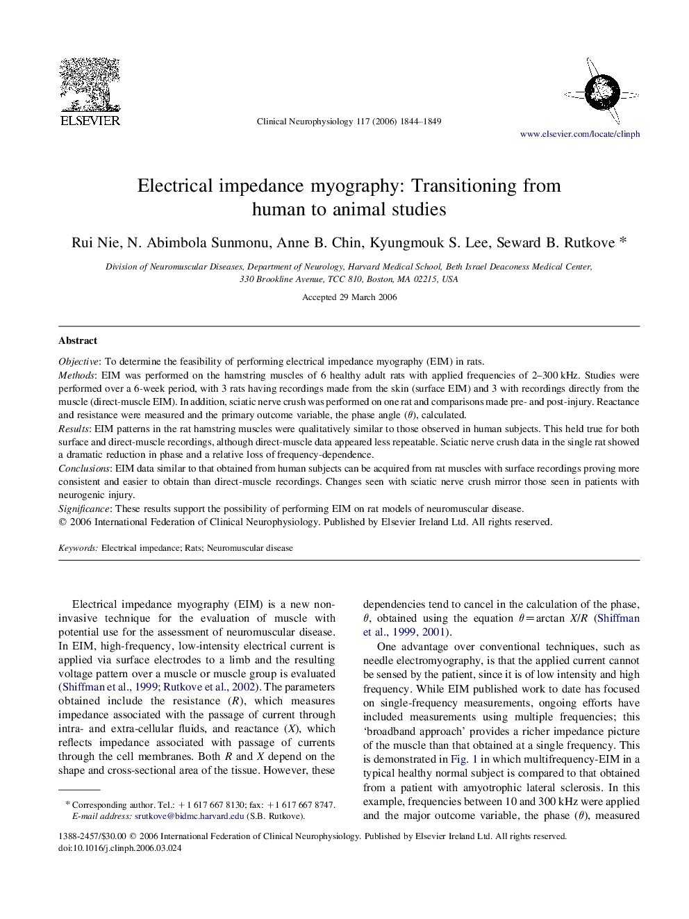 Electrical impedance myography: Transitioning from human to animal studies