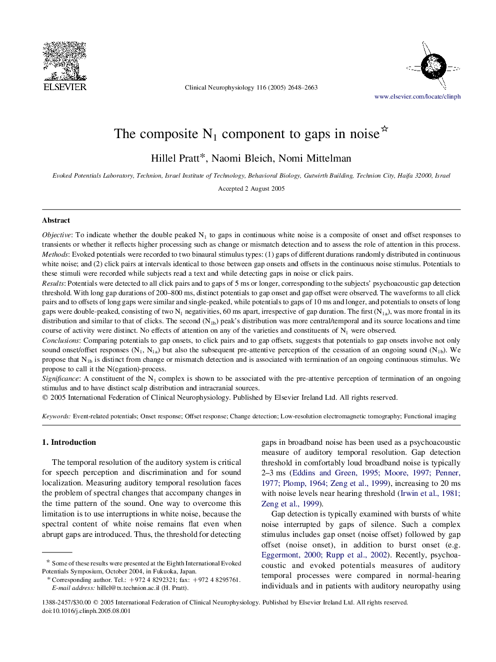 The composite N1 component to gaps in noise 