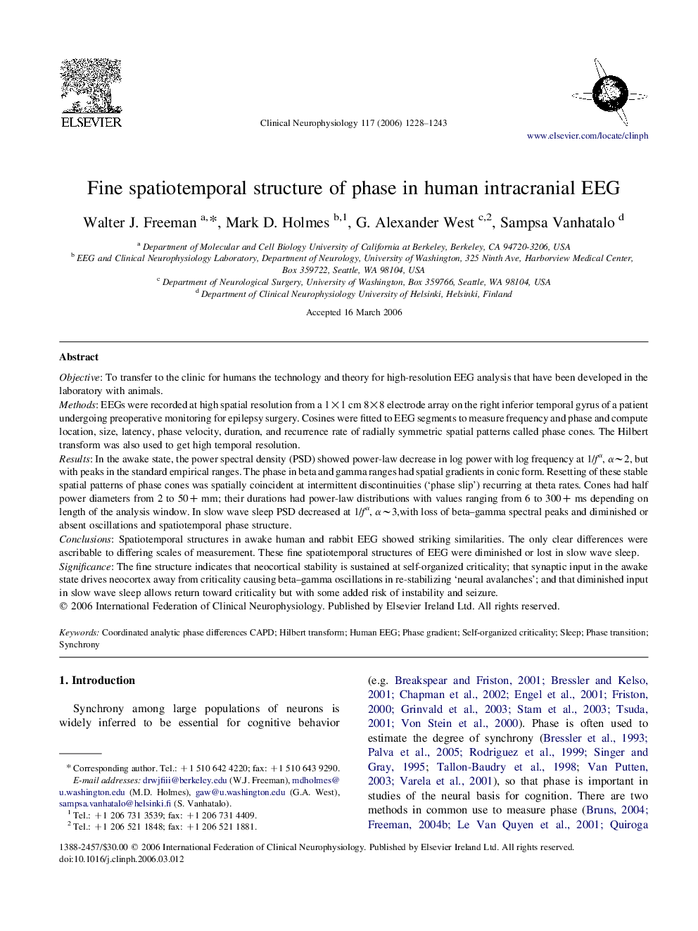 Fine spatiotemporal structure of phase in human intracranial EEG