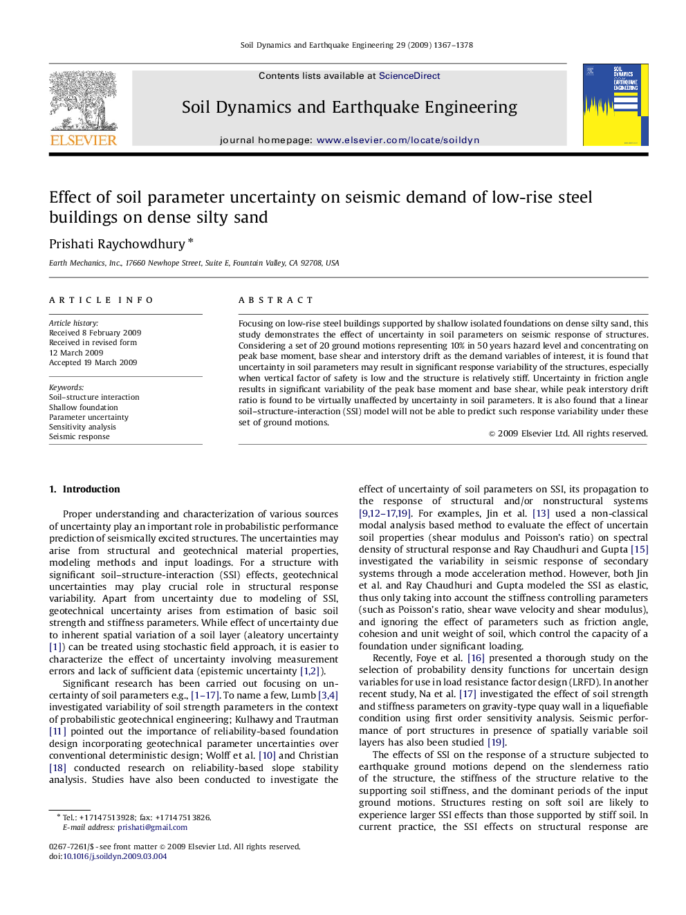 Effect of soil parameter uncertainty on seismic demand of low-rise steel buildings on dense silty sand