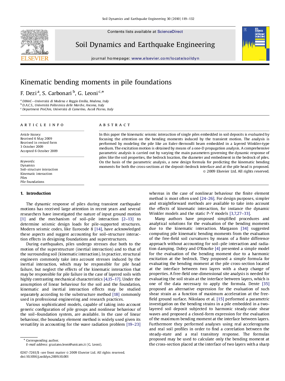 Kinematic bending moments in pile foundations