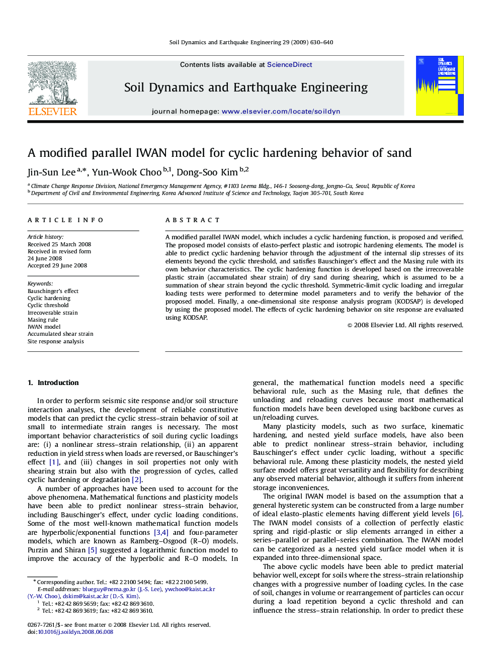 A modified parallel IWAN model for cyclic hardening behavior of sand