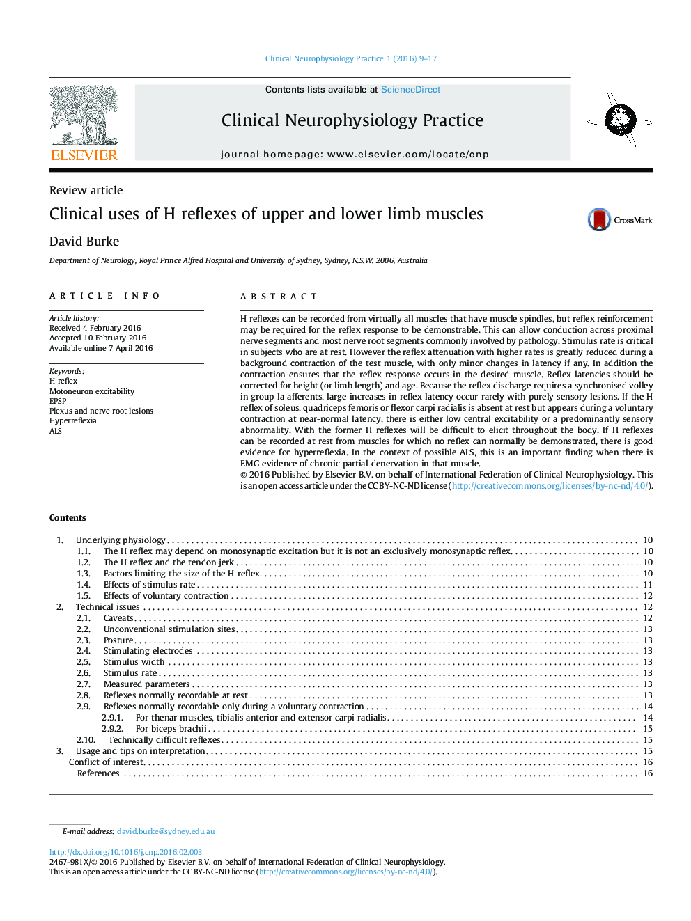 Clinical uses of H reflexes of upper and lower limb muscles