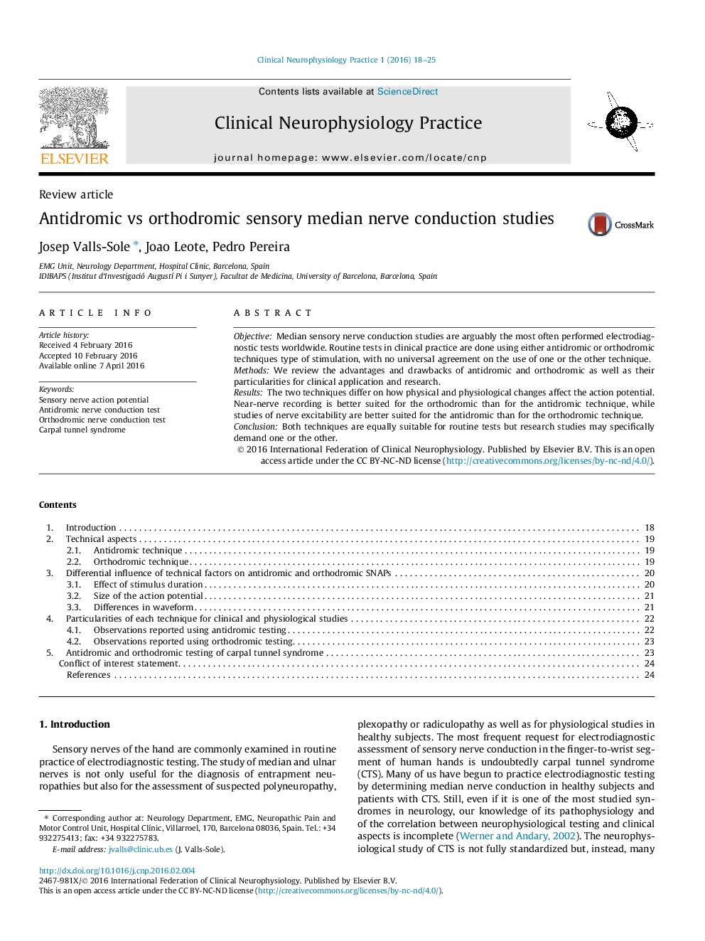 Antidromic vs orthodromic sensory median nerve conduction studies