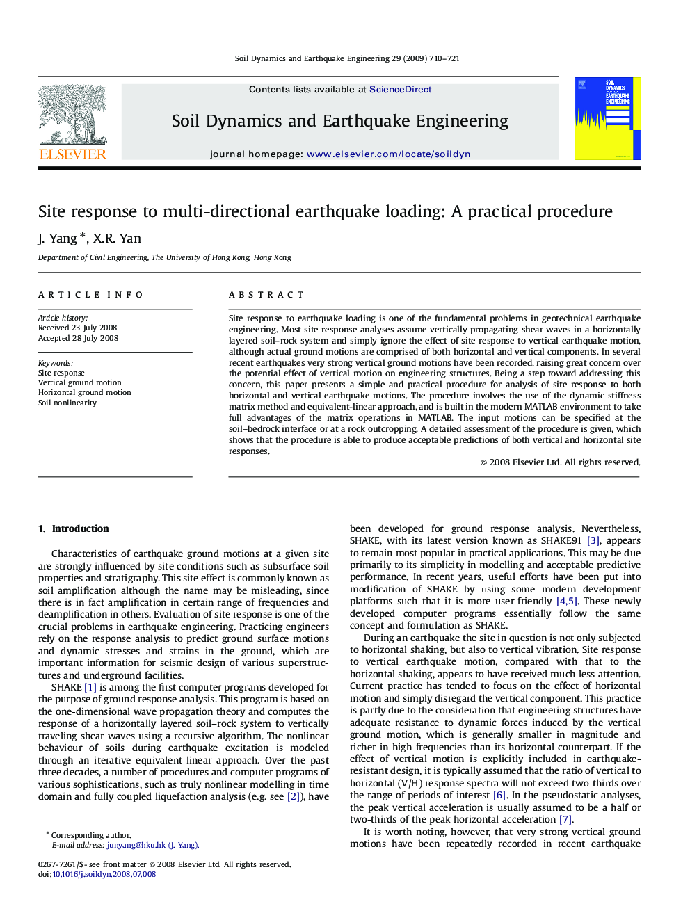 Site response to multi-directional earthquake loading: A practical procedure