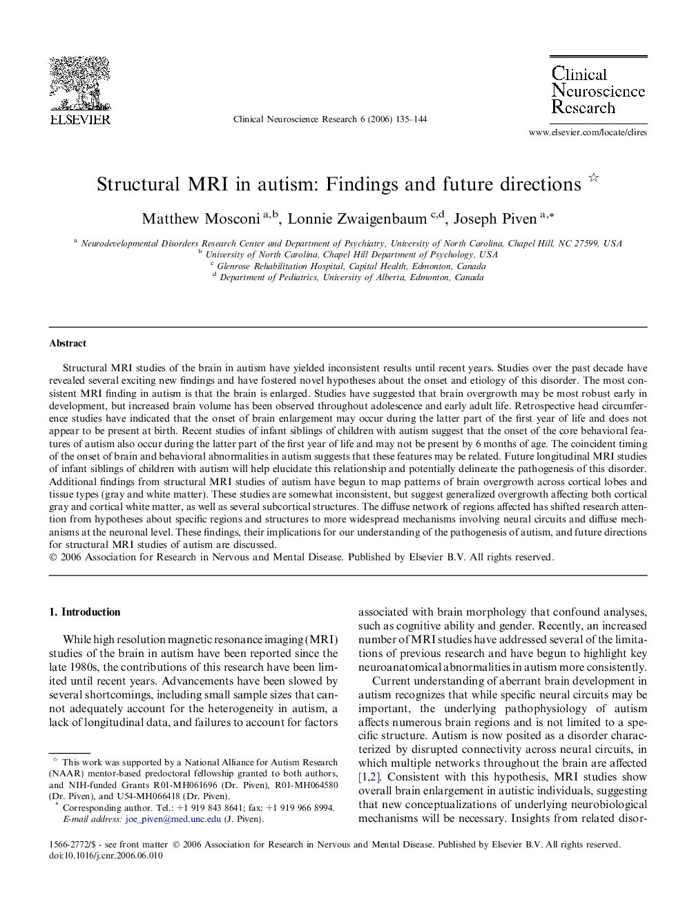 Structural MRI in autism: Findings and future directions 