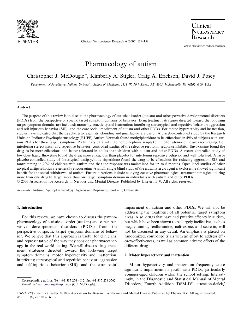 Pharmacology of autism