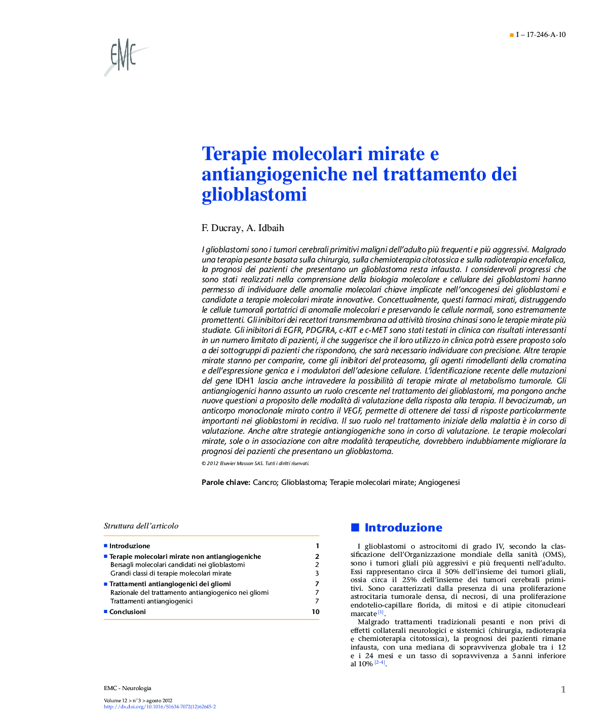 Terapie molecolari mirate e antiangiogeniche nel trattamento dei glioblastomi