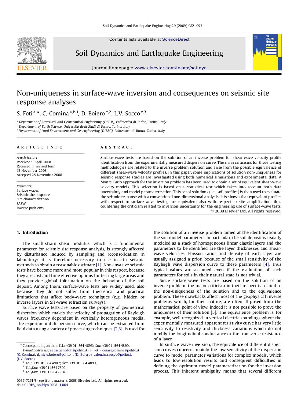 Non-uniqueness in surface-wave inversion and consequences on seismic site response analyses