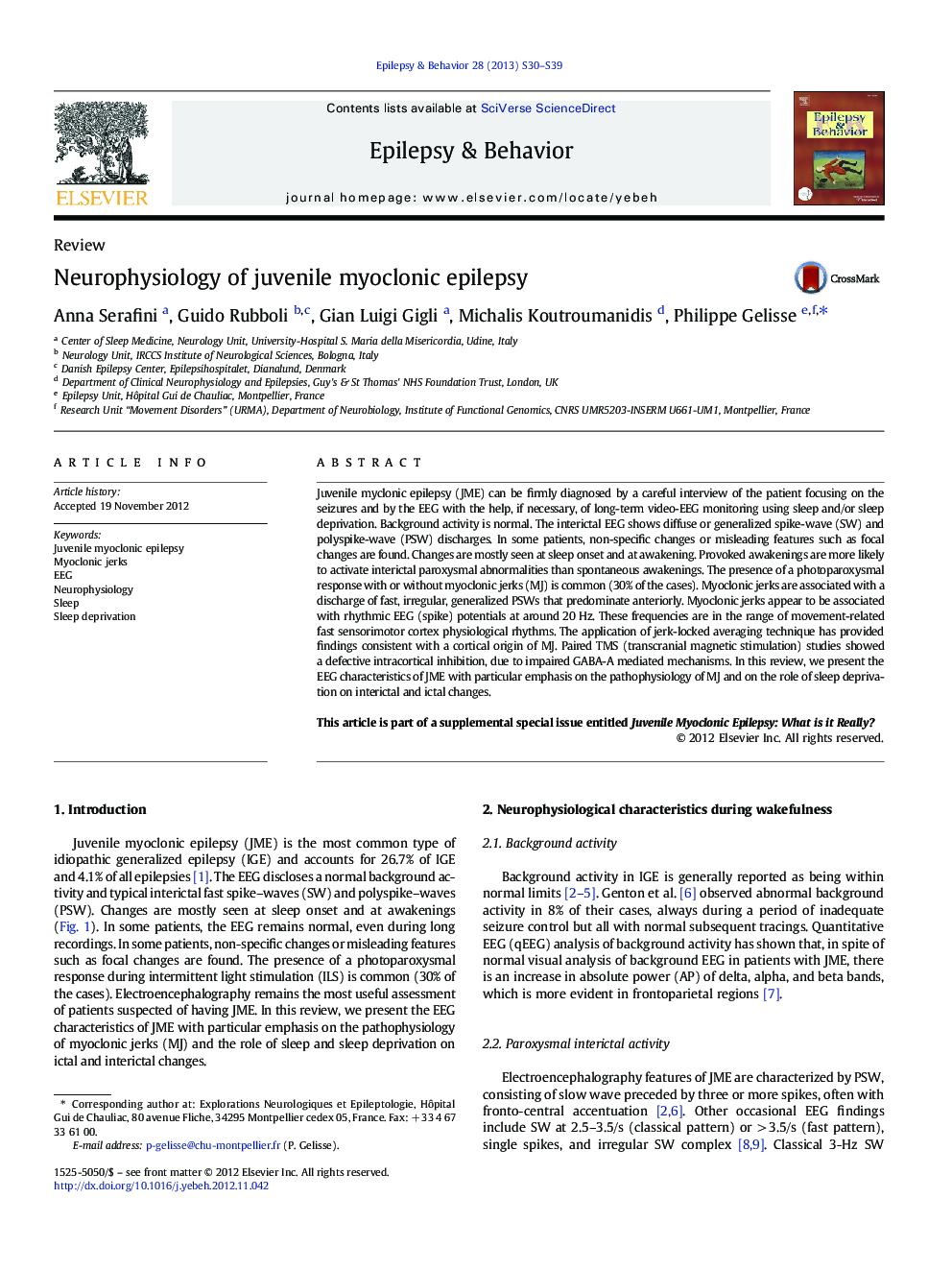 Neurophysiology of juvenile myoclonic epilepsy