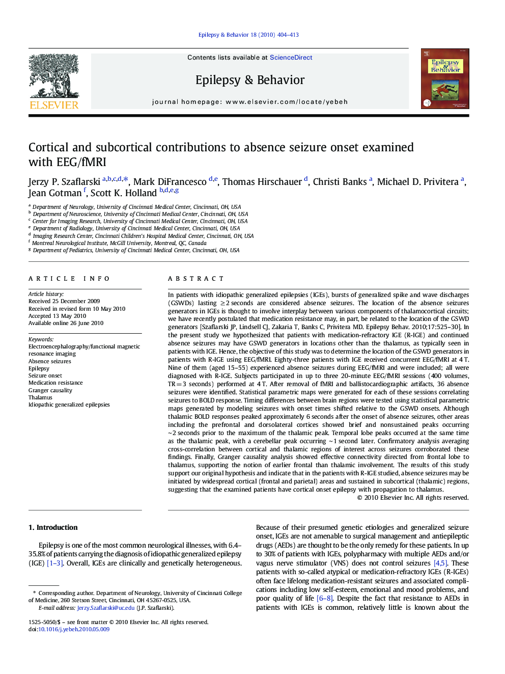 Cortical and subcortical contributions to absence seizure onset examined with EEG/fMRI