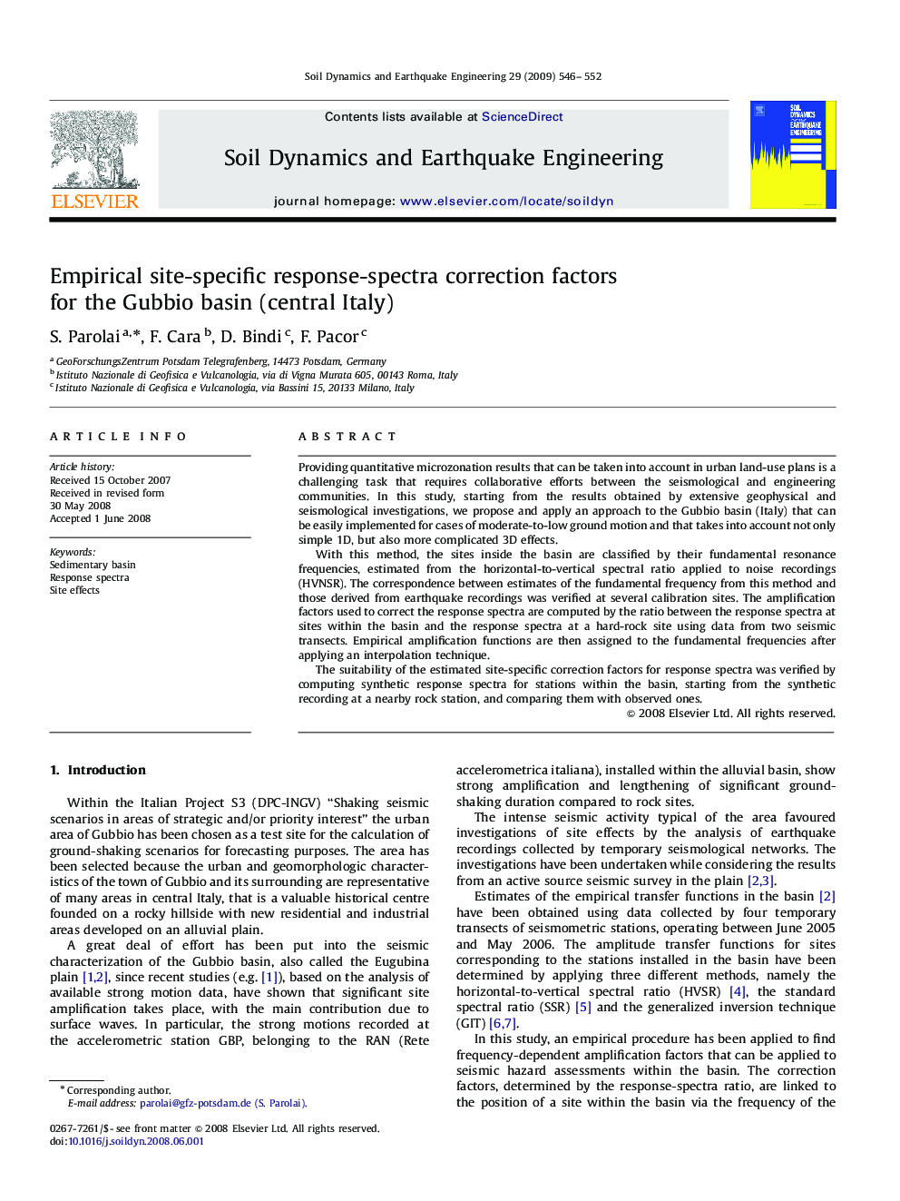 Empirical site-specific response-spectra correction factors for the Gubbio basin (central Italy)
