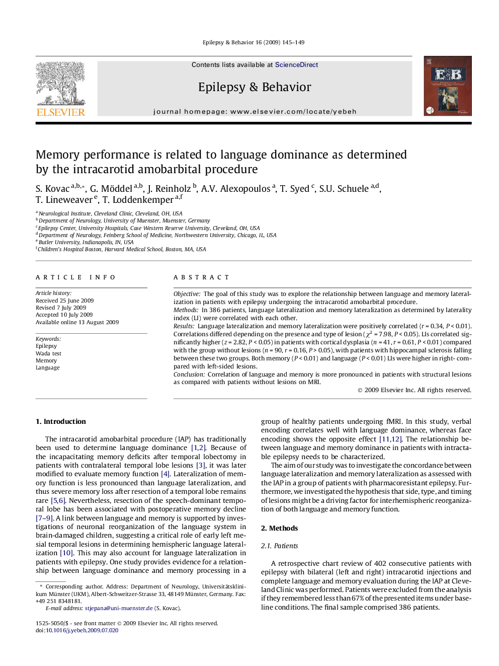 Memory performance is related to language dominance as determined by the intracarotid amobarbital procedure