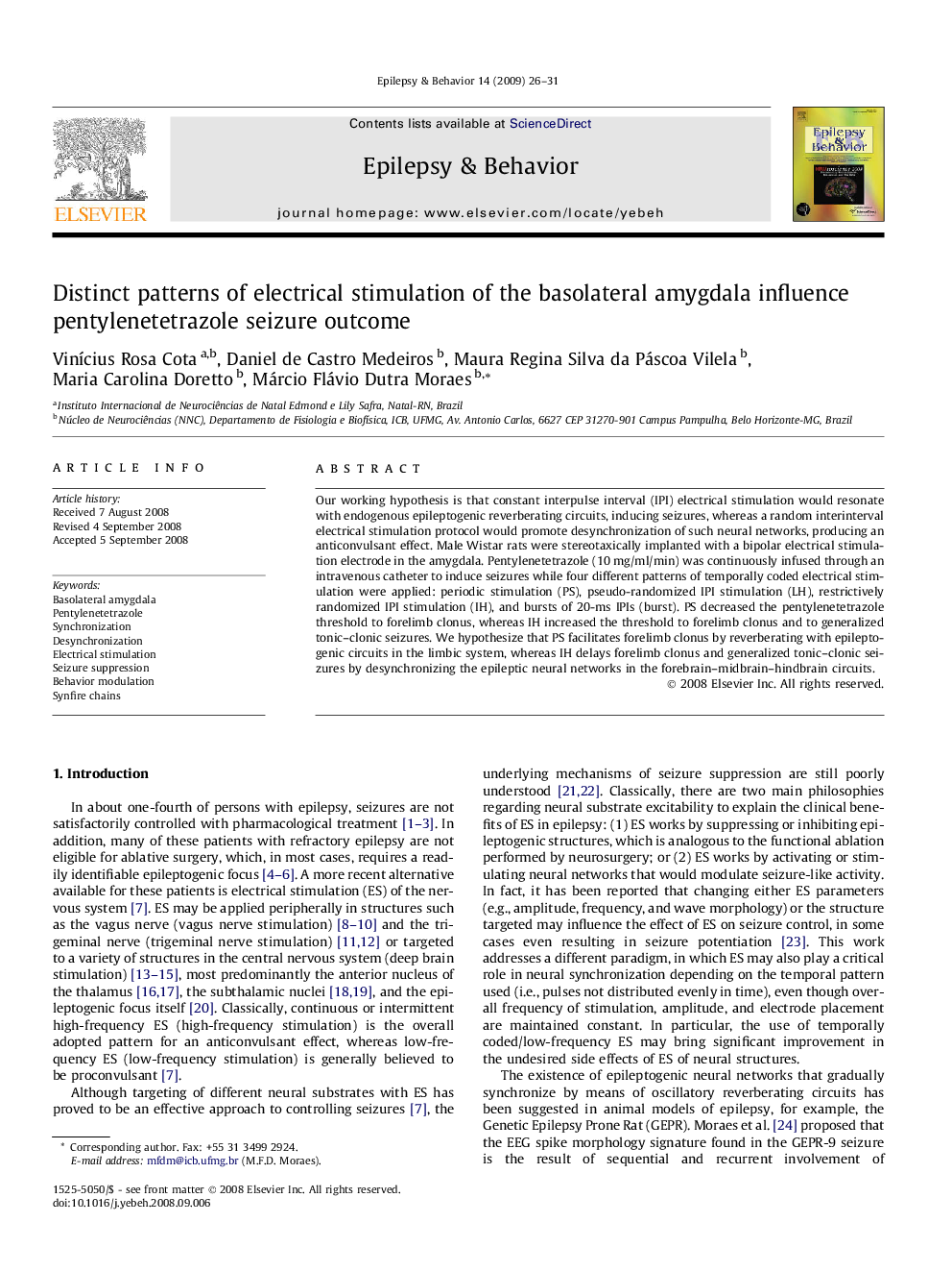 Distinct patterns of electrical stimulation of the basolateral amygdala influence pentylenetetrazole seizure outcome