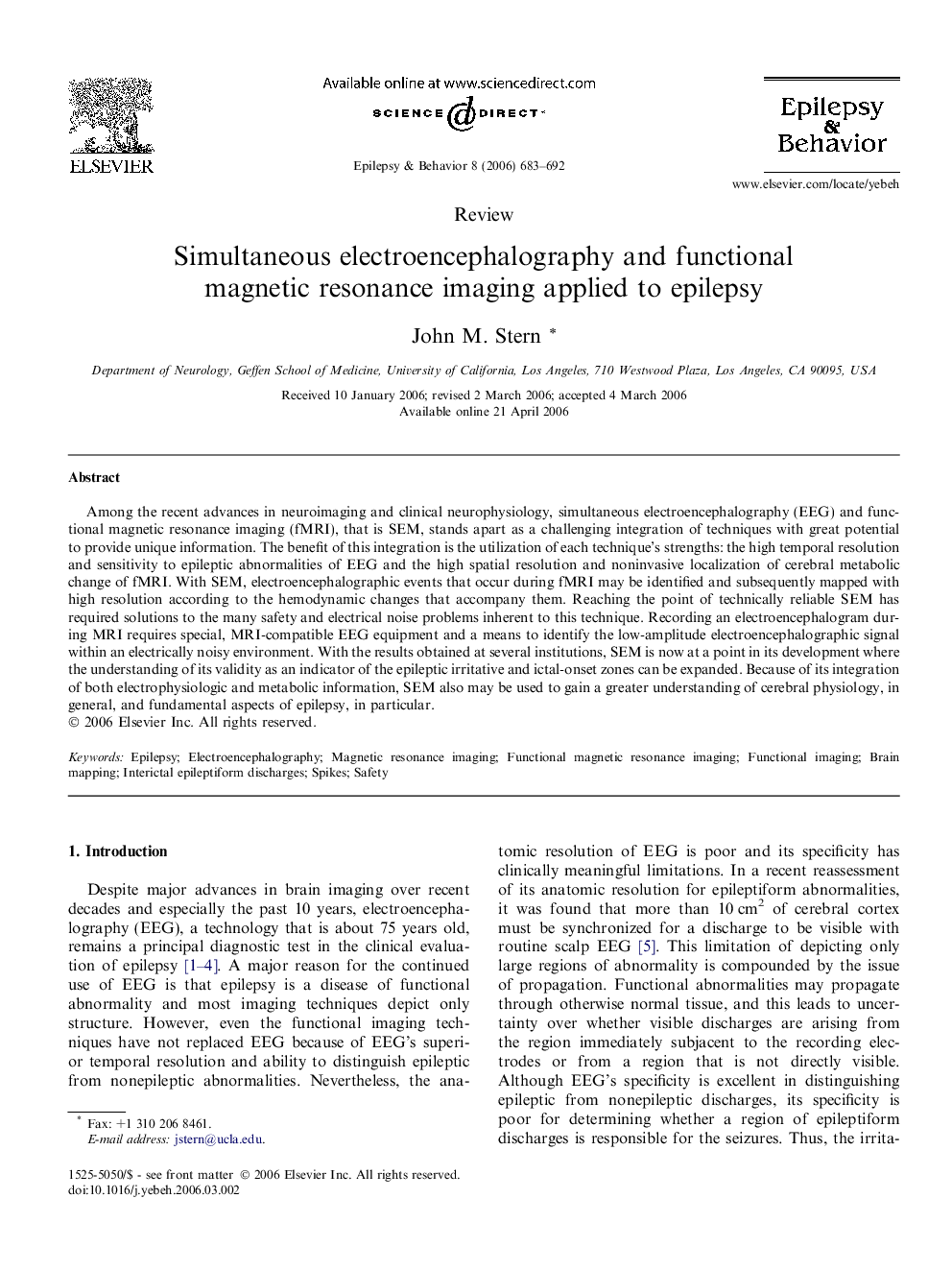 Simultaneous electroencephalography and functional magnetic resonance imaging applied to epilepsy