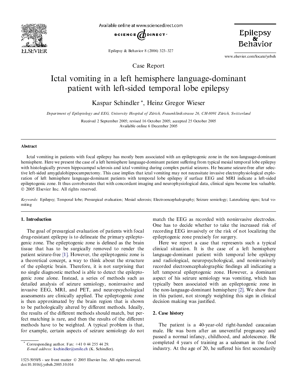 Ictal vomiting in a left hemisphere language-dominant patient with left-sided temporal lobe epilepsy