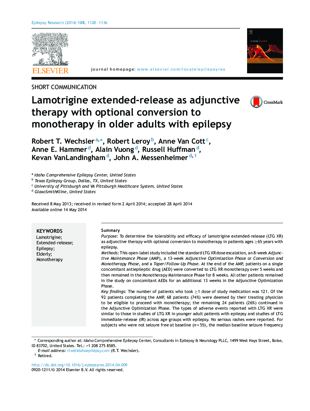 Lamotrigine extended-release as adjunctive therapy with optional conversion to monotherapy in older adults with epilepsy
