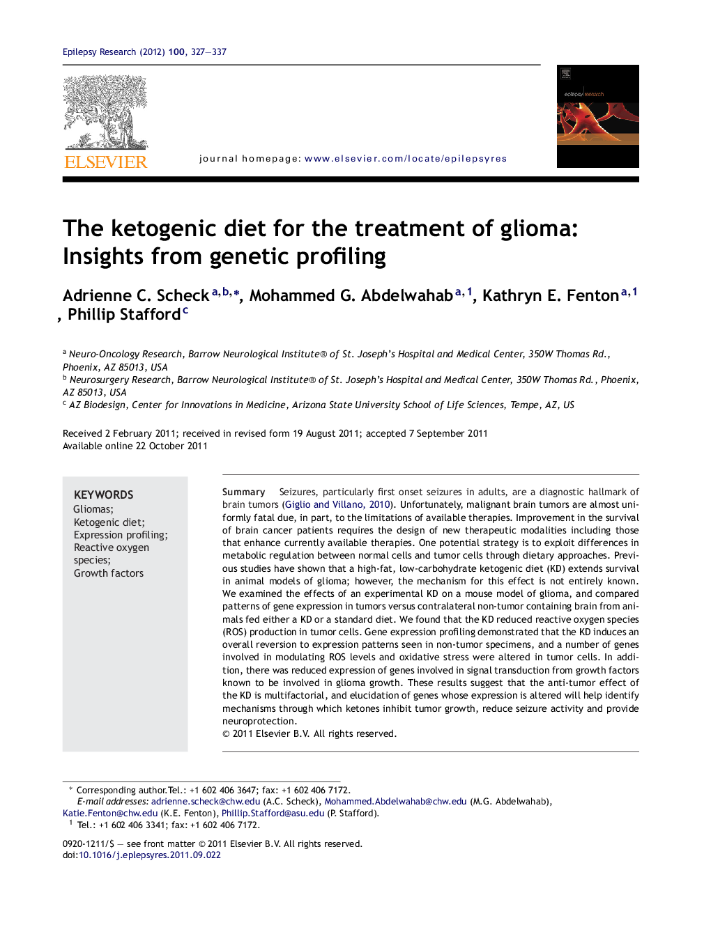 The ketogenic diet for the treatment of glioma: Insights from genetic profiling