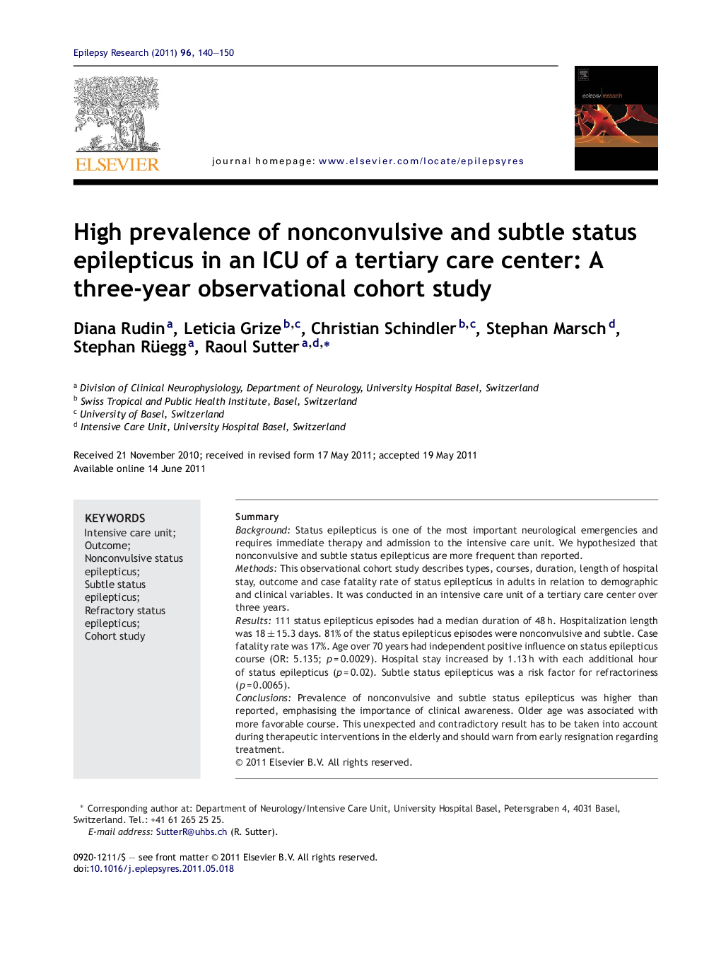 High prevalence of nonconvulsive and subtle status epilepticus in an ICU of a tertiary care center: A three-year observational cohort study